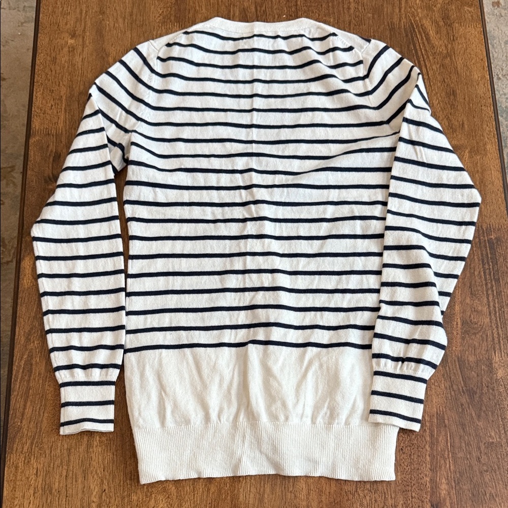 Banana Republic Navy and White Striped Cardigan - Picture 3 of 3